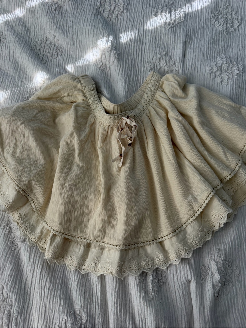 Free People Girls Cream Ruffle Tunic Dress